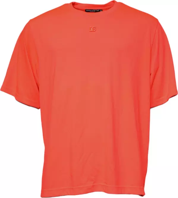 Orange Logo Polyester Crew Neck T-shirt