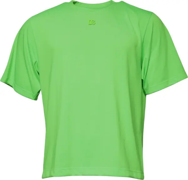 Green Logo Polyester Crew Neck T-shirt