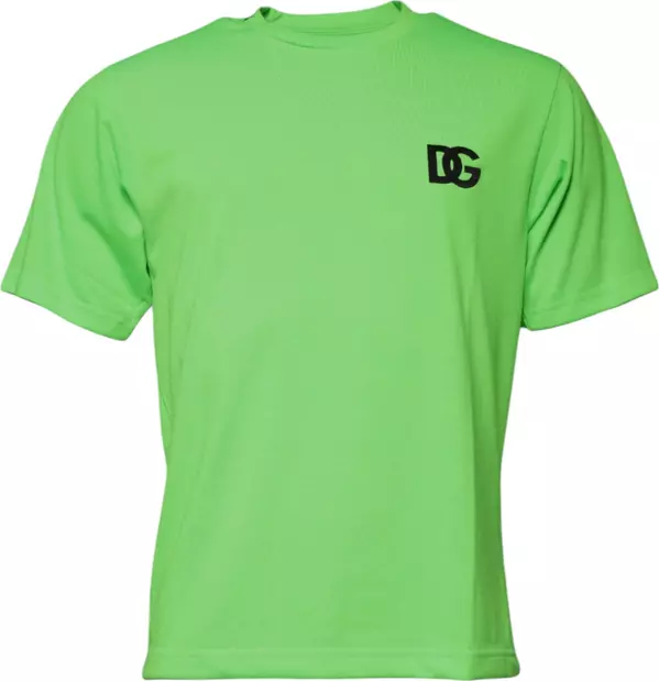 Green Logo Polyester Crew Neck T-shirt