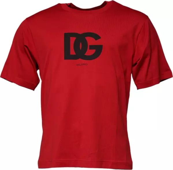 Red Logo Print Cotton Crew Neck T-shirt