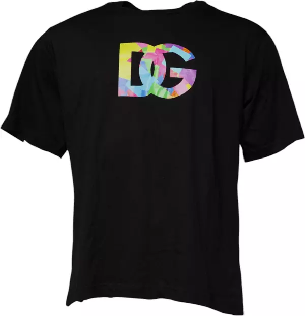 Black Logo Print Cotton Crew Neck T-shirt