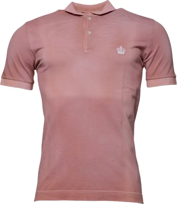 Pink Crown Collared Short Sleeve Polo T-shirt