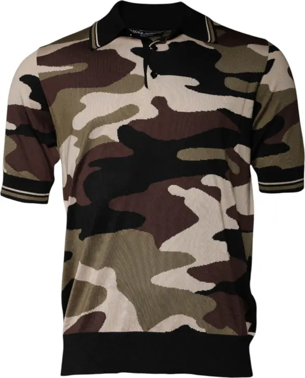 Multicolor Camouflage Collared Polo T-shirt