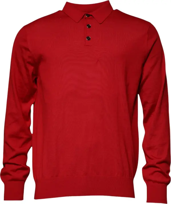 Red Cashmere Collared Pullover Sweater
