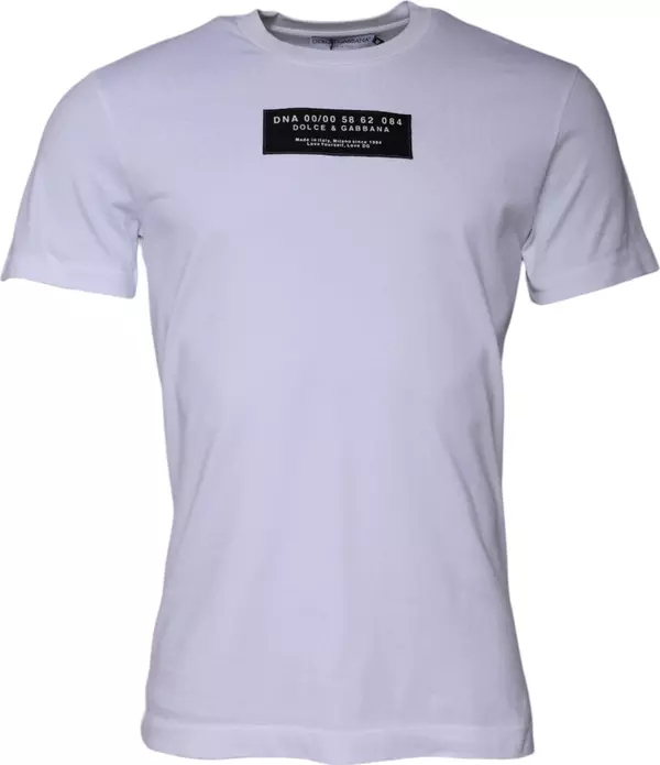 White Logo Print Cotton Crew Neck T-shirt