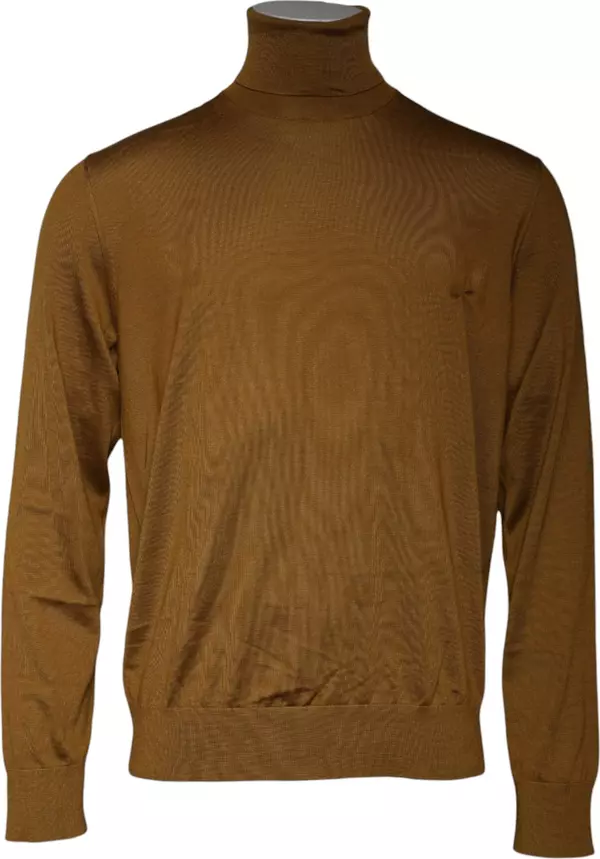 Brown Cashmere Turtleneck Pullover Sweater