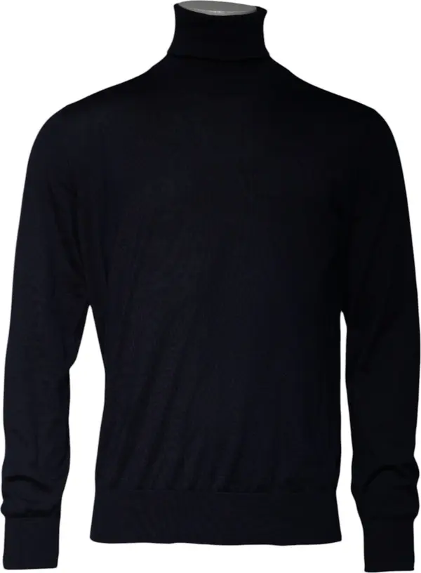 Blue Cashmere Turtleneck Pullover Sweater