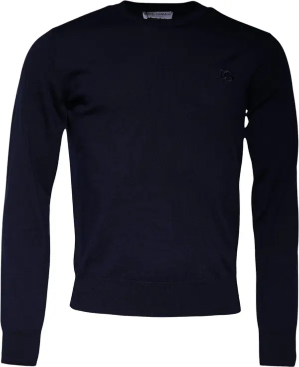 Blue DG Logo Wool Crew Neck Pullover Sweater