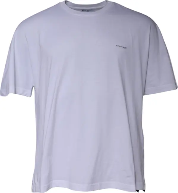 White Logo Cotton Crew Neck Short Sleeves T-shirt