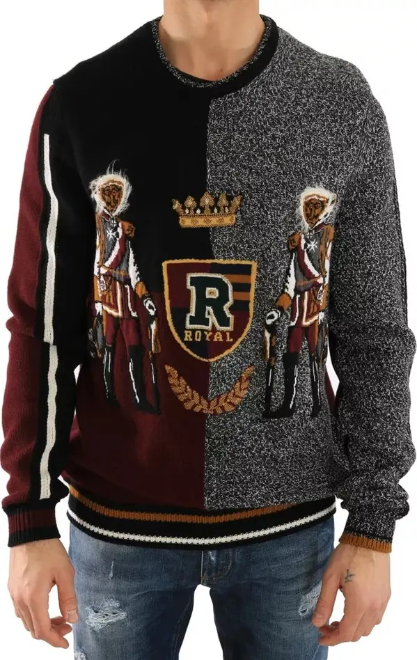 Multicolor KING Knight Monkey Knitted Cashmere Wool Sweater