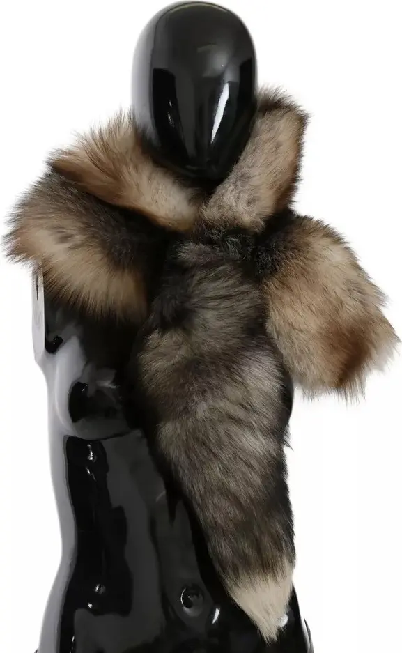 Brown Fox Tail Fur Shawl Neck Wrap Cover Collar Scarf