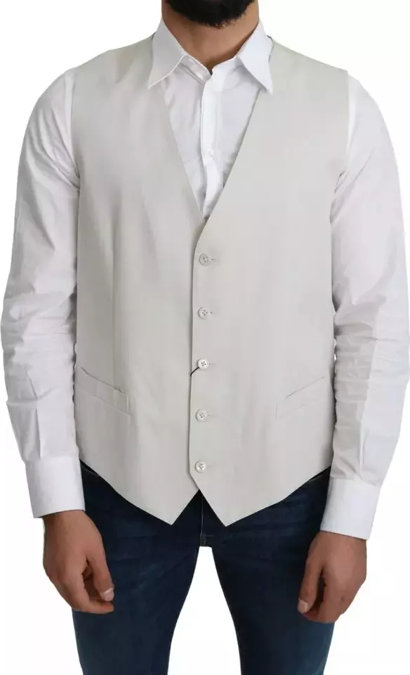 Off-White Cotton Silk Formal Coat Vest