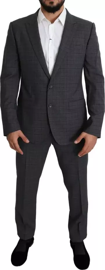 Gray Wool Men Formal 2 Piece MARTINI Suit