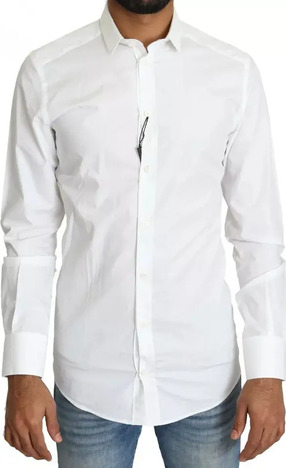 White Cotton Formal Dress Top GOLD Shirt