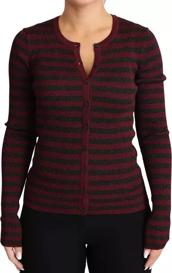 Black Red Striped Womens Cardigan Sweater