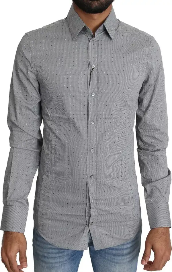 Gray SICILIA Dotted Semi Fitted Formal Shirt