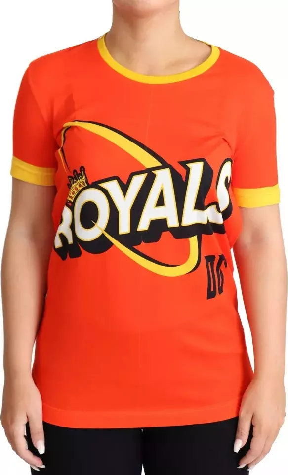 Orange Royals Print Round Neck T-shirt