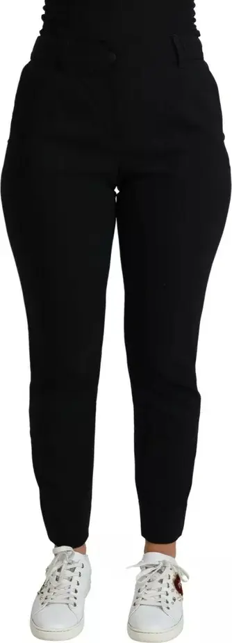 Black Virgin Wool Stretch Skinny Pants