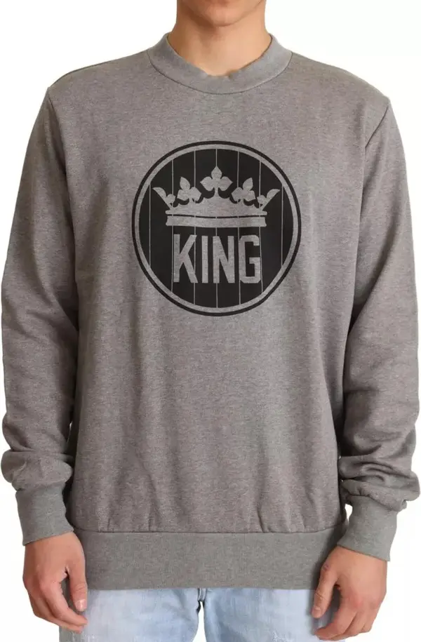 Gray Crown King Cotton Pullover Sweater