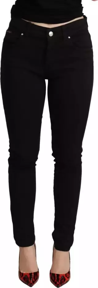 Black Cotton Stretch Skinny Denim Jeans