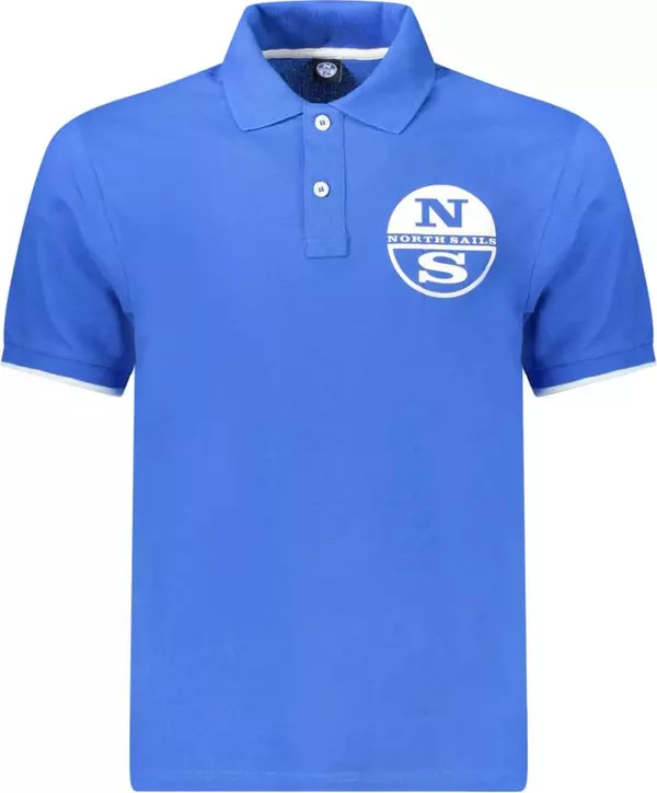 Blue Cotton Men Polo