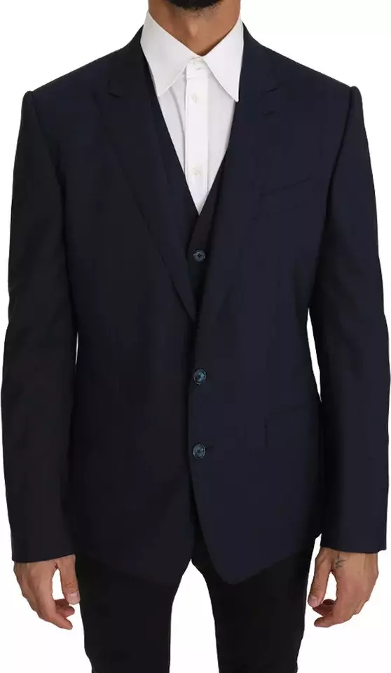 Blue Wool MARTINI Blazer Vest 2 Piece