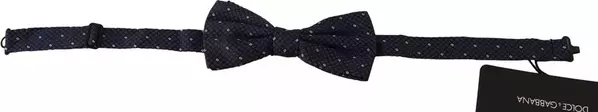 Blue Patterned Silk Adjustable Neck Bow Tie Men