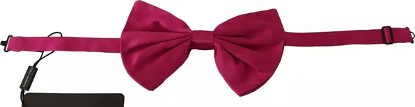 Pink 100% Silk Adjustable Neck Bow Tie Men