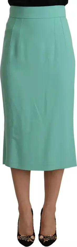 Mint Green Viscose Pencil Cut Midi Skirt