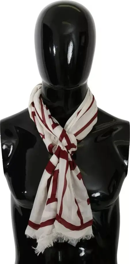White Red Printed Wrap Shawl Modal Scarf