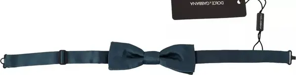Blue 100% Silk Adjustable Neck Bow Tie Mens