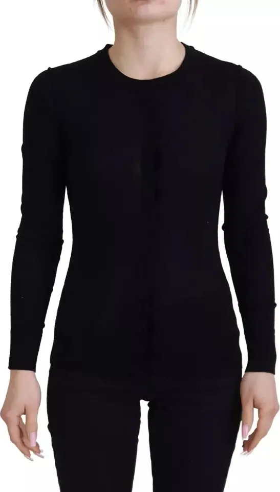 Black Crewneck Long Sleeves Pullover Sweater