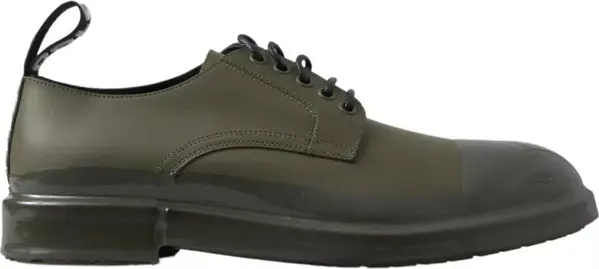 Green Leather Rubber Sole Dress Shoes