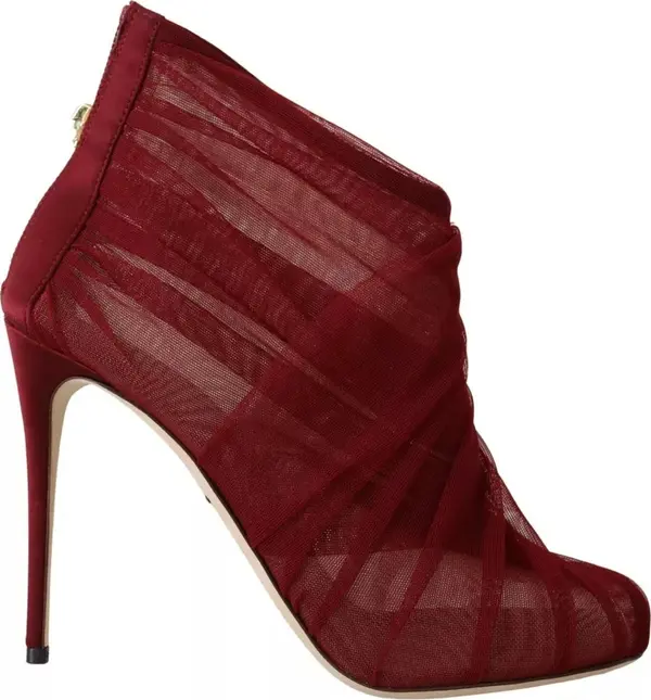 Red Tulle Ankle Boots Stiletto Heels Shoes