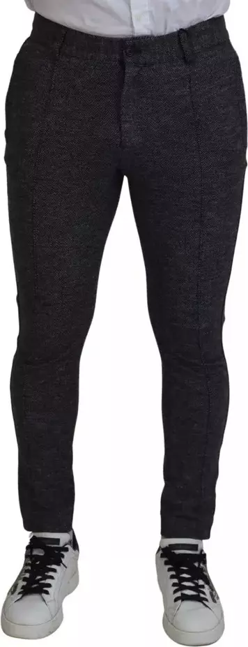 Gray Chevron Viscose Skinny Pants