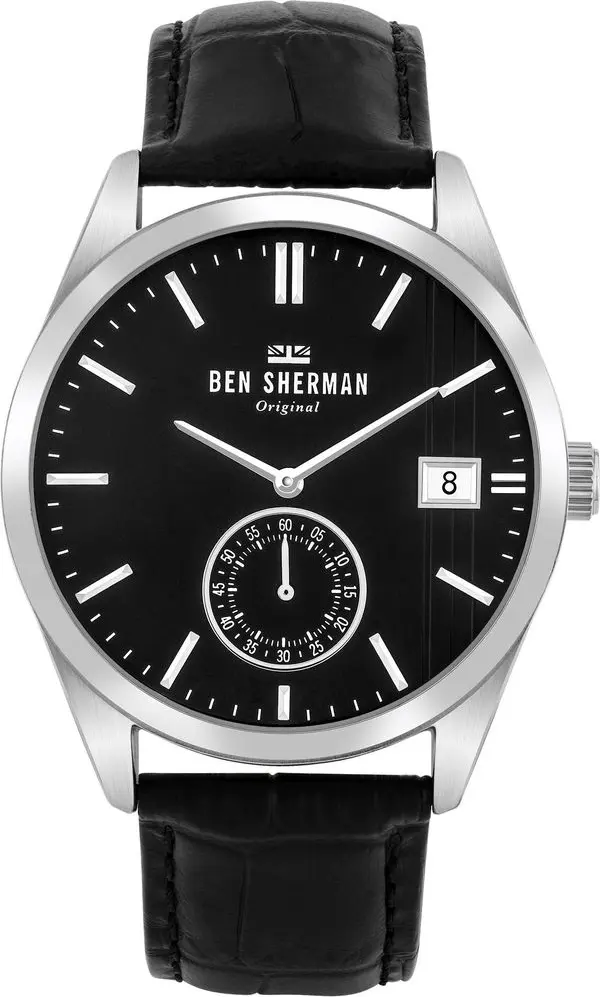 Black Leather Dress Watch