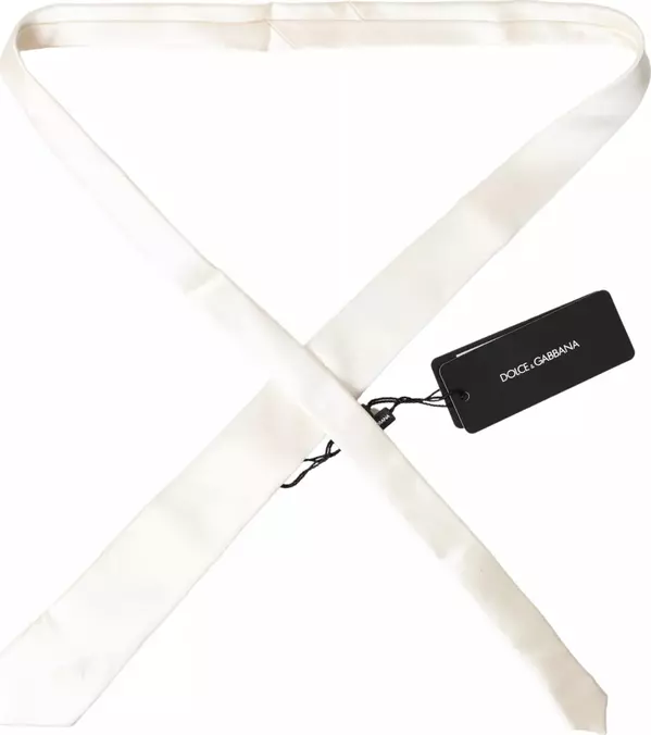 Off White Satin Silk Classic Men Necktie