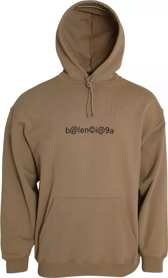 Brown Cotton Symbolic Molleton Bouclette Hooded Sweater