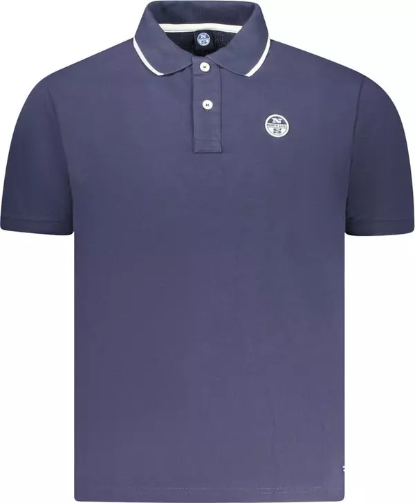 Blue Cotton Men Polo