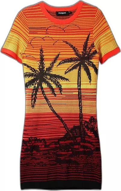 Multicolor Viscose Midi Dress