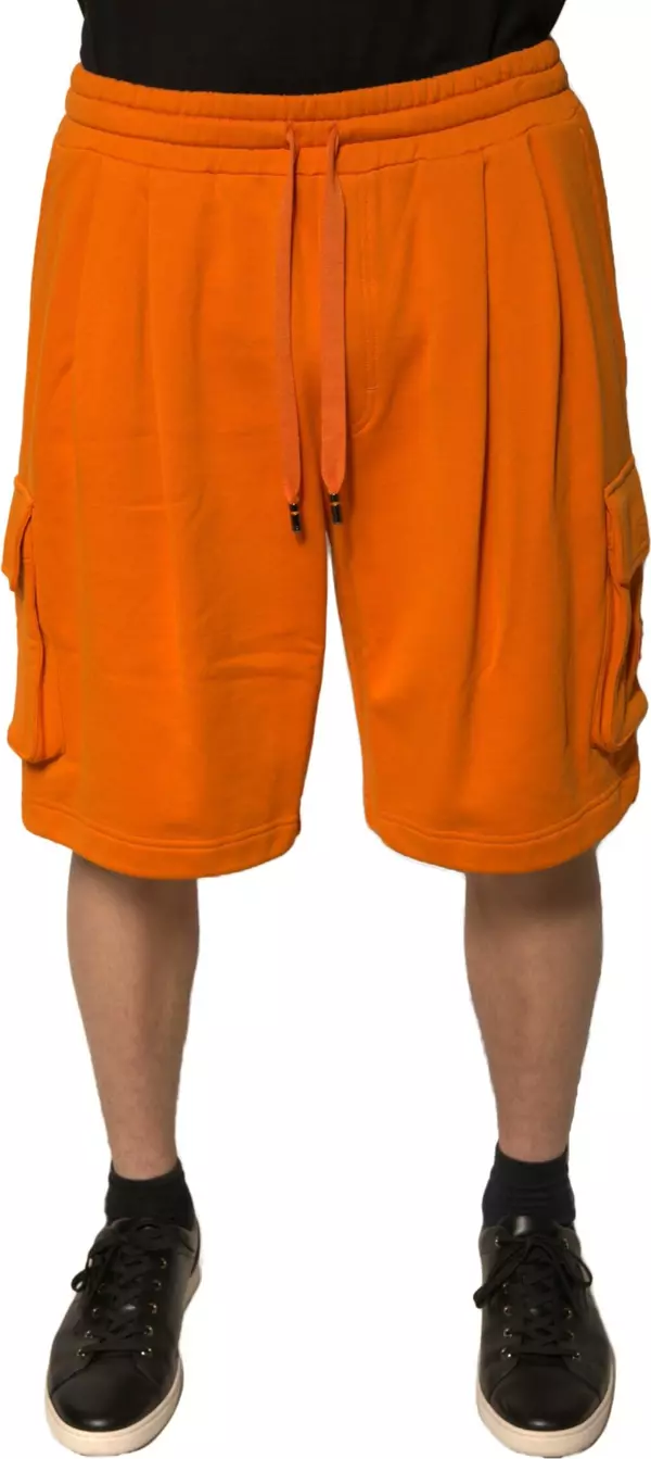 Orange Cotton Men Casual Cargo Bermuda Shorts