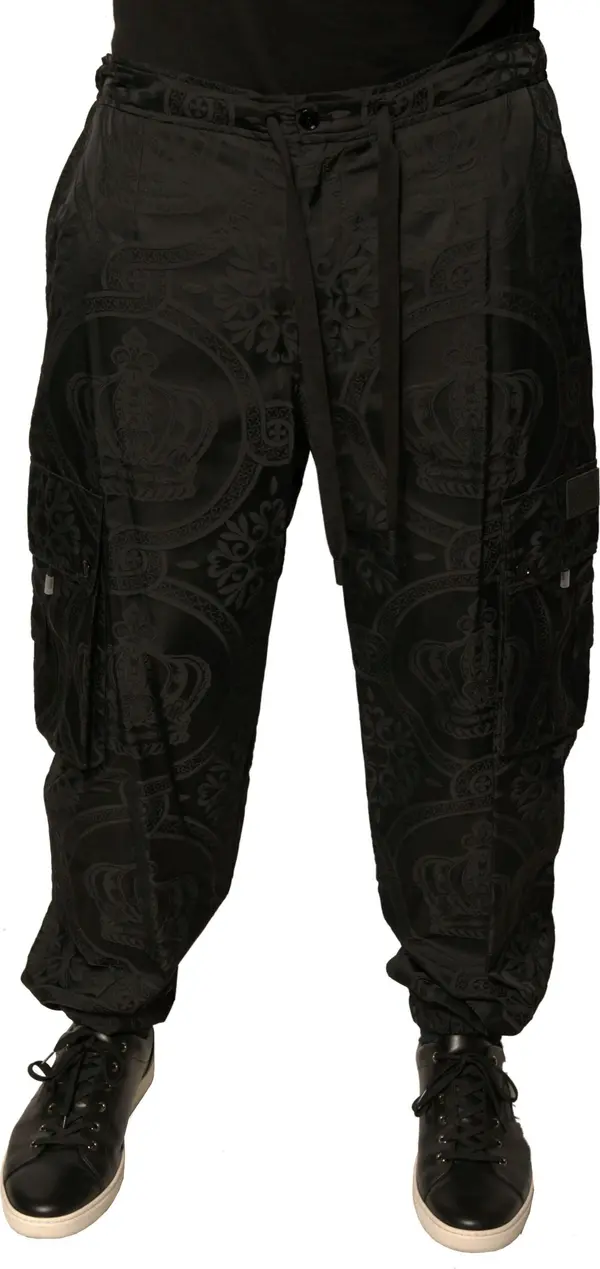 Black Crown Nylon Jogger Sweatpants Pants
