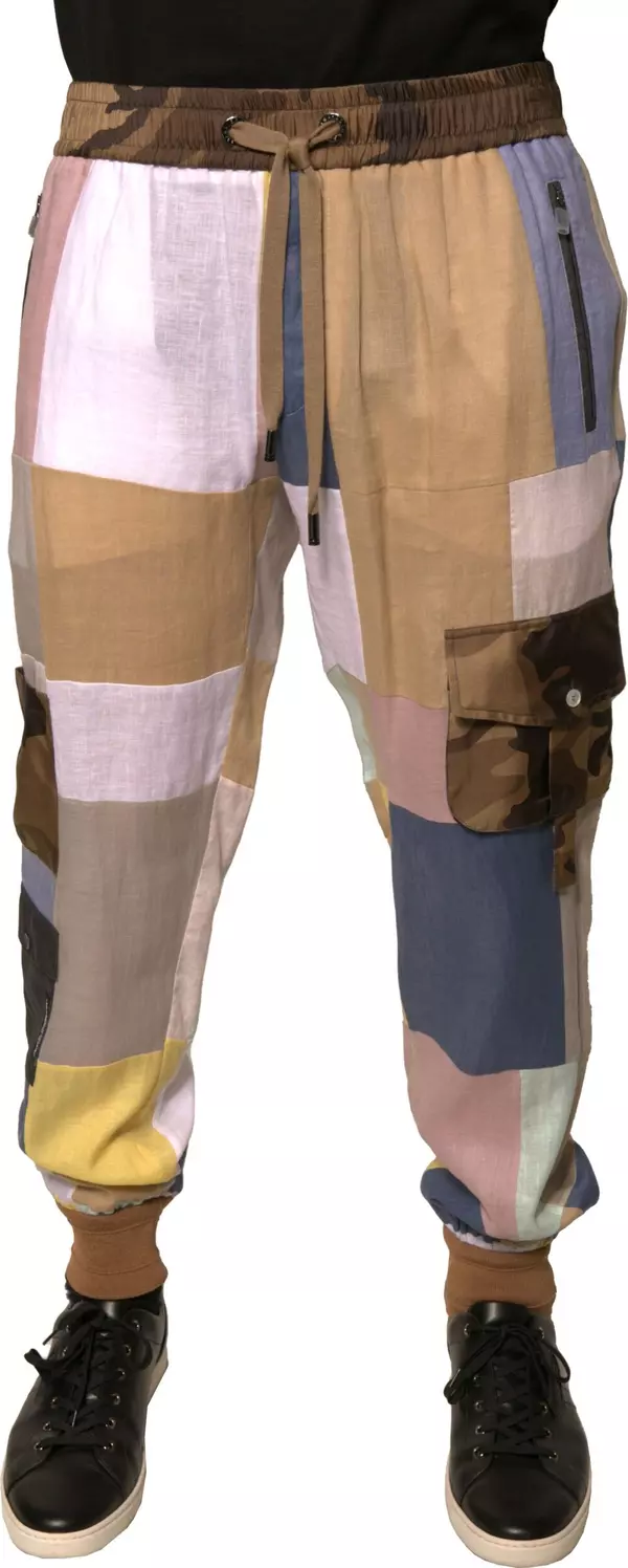 Multicolor Patchwork Jogger Sweatpants Pants