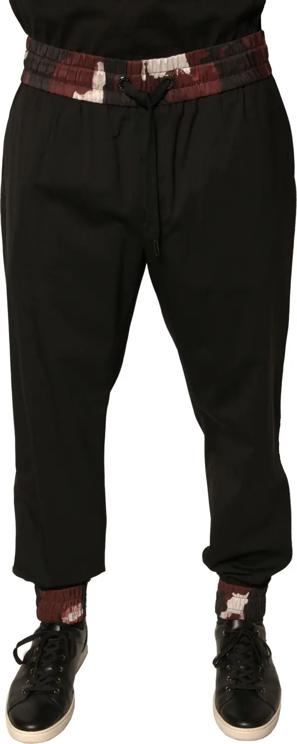 Black Camouflage Wool Jogger Sweatpants Pants