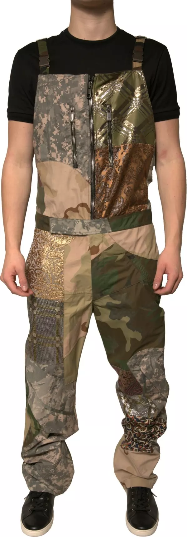 Multicolor Patchwork Camouflage Overall Pants