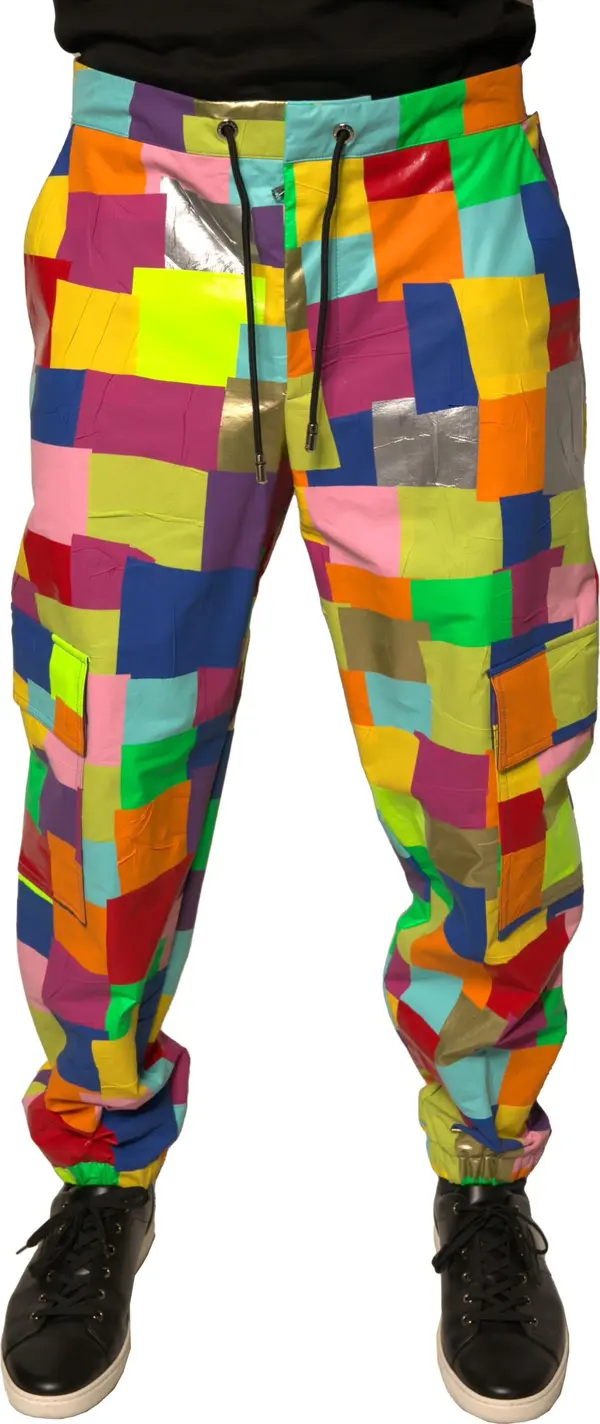 Multicolor Cotton Patchwork Men Cargo Pants