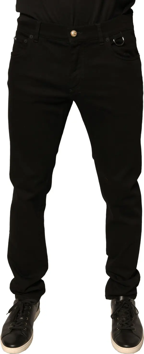 Black Logo Cotton Stretch Skinny Denim Jeans