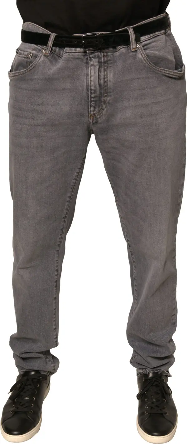 Gray Logo Cotton Stretch Skinny Denim Jeans