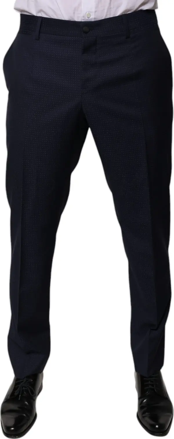Dark Blue Cotton Men Dress Pants