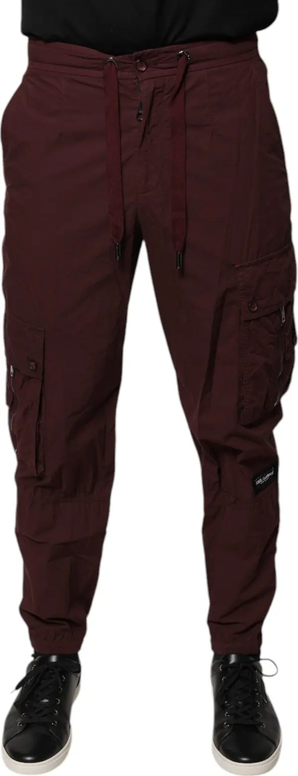 Bordeaux Cotton Cargo Jogger Sweatpants Pants